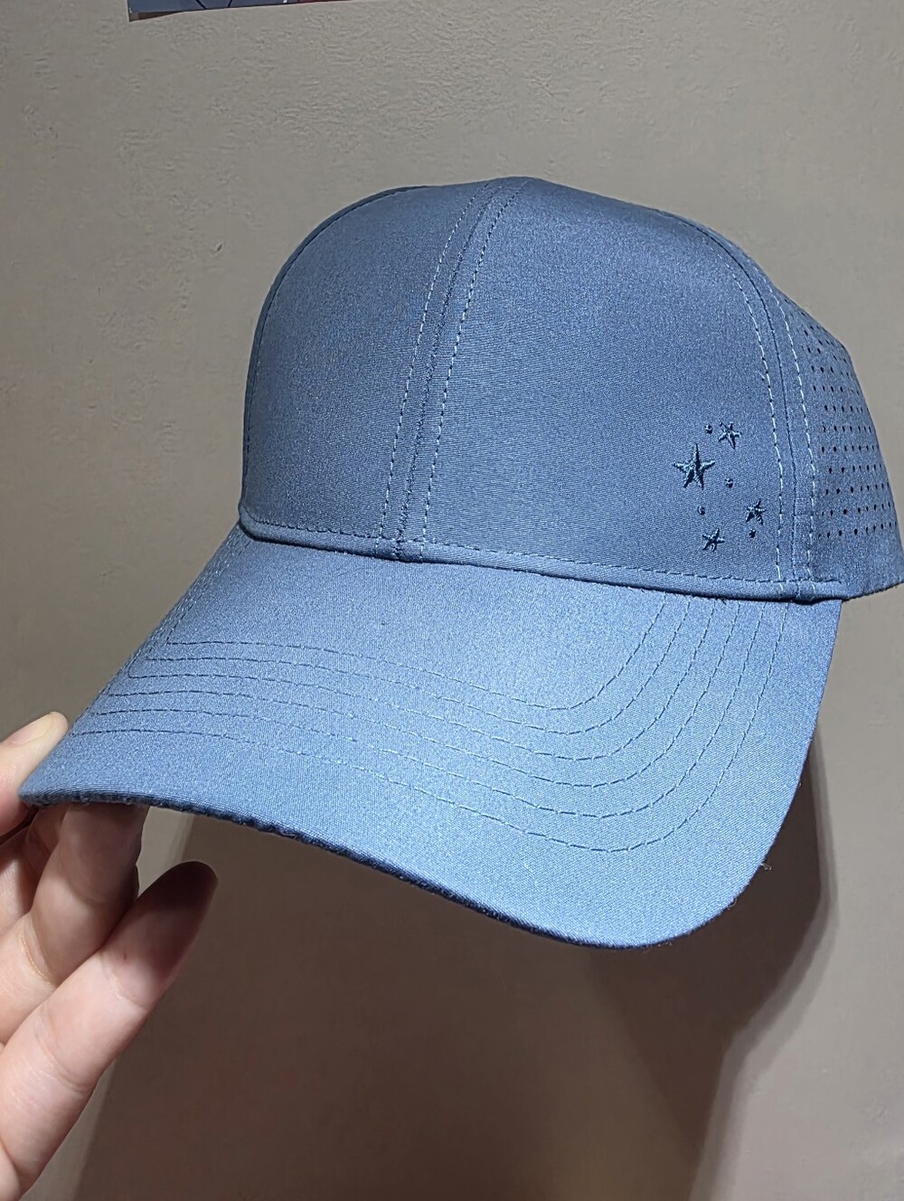 Blue Popflex Tiny Stars High Ponytail Run Cap
